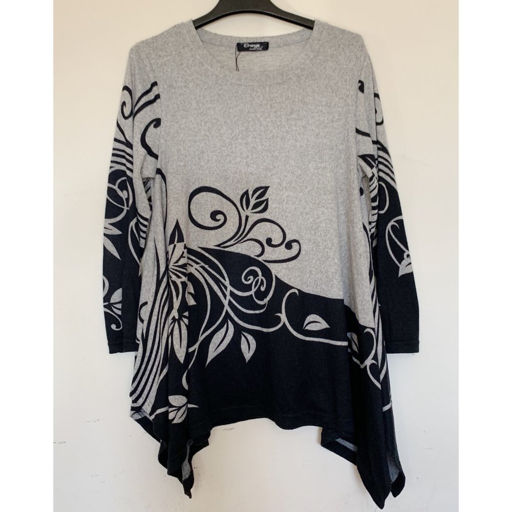 Orange Fashion Village Tunic Black and grey